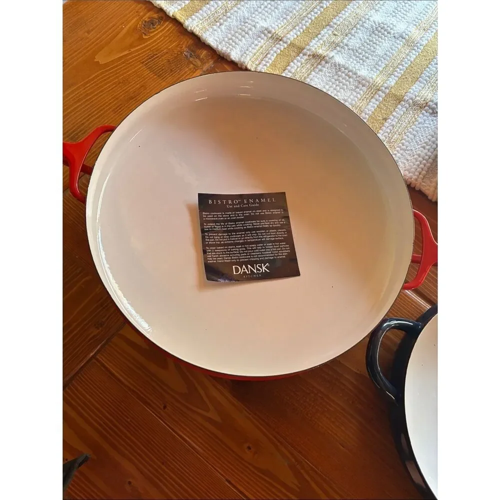 Dansk Red and White Enamel Braiser